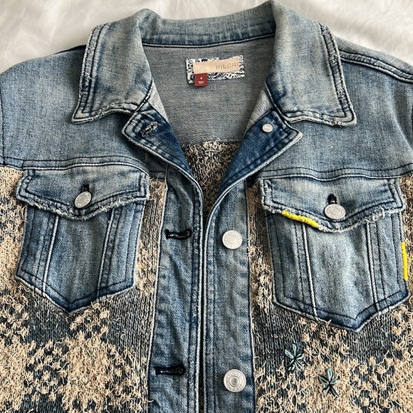 Pilcro bohemian/vintage style denim-knit jacket small - Picture 13 of 15